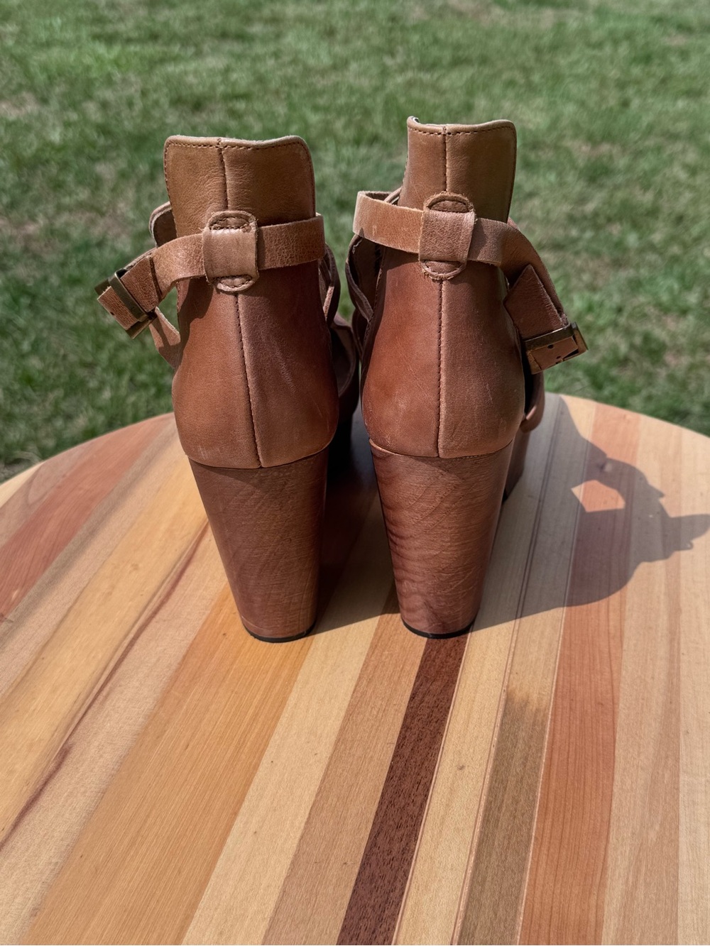 Ladies Free People Cedar Tan Leather Platform Ankle Clog - Picture 4 of 8